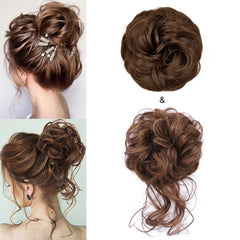 KETHBE Messy Bun Hair Piece Tousled Updo Hair Buns Extension Elastic Hair Band Hair Pieces Curly Hair Bun Scrunchie For Women (Black)