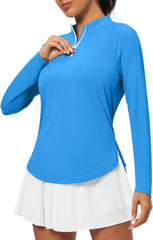 Heathyoga Womens Long Sleeve Workout Tops Golf Shirts for Woman UPF 50+ UV Sun Protection SPF Shirts Quarter Zip Pullover