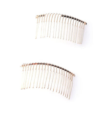 2 Pcs Wedding Veil Hair Side Comb Metal Black Twist Wire Curved Classic French Styling 20 Teeth Hair Pin Clamp for Fine Hair Women Girl DIY Bridal Hair Accessories (Silver)