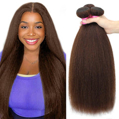 Kinky Straight Bundles Yaki Straight Bundles Human Hair 16 18 20 inch 12A 100% Unprocessed Virgin Full and Thick 3 Bundles, Silky Soft, No Shedding, No Smell, No Tangle