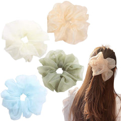 Oversized Scrunchies Jumbo Organza Scrunchies Large Chiffon Scrunchies No Damage Giant Scrunchies for Sleeping Big Hair Scrunchies for Women(6PCS,Style1)