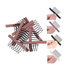 24 Pieces Steel Cloth Wig Combs and Clips Set - 7-Teeth Hair Accessories Tools for Making Wigs and Hairpieces (Black)