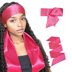 2 Pcs Satin Head Wrap Wig Grip Band Fashion Headbands for Laying Lace Frontal Wigs Satin Scarf for Yoga, Makeup, Facial, Sport (Black)