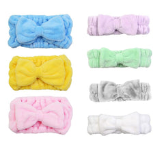 Chloven 2 Pack Microfiber Bowtie Headbands Facial Makeup Headband Cosmetic Bowknot Hairlace Wash Spa Yoga Sports Shower Adjustable Elastic Hair Band for Girls and Women