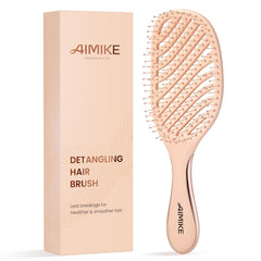 AIMIKE Rose Luxe Detangler Brush, Pain-Free Detangling Brush with Ultra-Soft FlexGlide Bristles, Effortlessly Remove Knots & Reduce Hair Breakage, Wet Dry Paddle Brush for Women Thin Fine Hair
