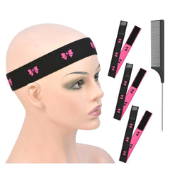 6 Pcs Elastic Band Lace Melting Bands Adjustable Wig Headbands for Lace Frontal Laying (Width 1 Inch)