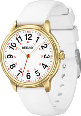 Beeasy Nurse Watch Waterproof for Medical Professionals Students Women Men,Watches with Second Hand Nursing 12/24 Hour, Easy Read Dial and Silicone Band, Military Time Luminouse