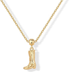 PAVOI 14K Gold Plated Dainty Necklace with Charms - Adjustable Chain Gold Charm Necklace for Women - Small Removable Pendants - Cute Cowboy Boots, Italian Cornicello, Flower, Dragonfly Jewelry Gifts