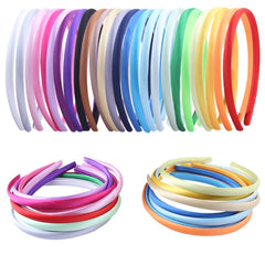 20 PCS 1 CM White Plain Satin Headbands Fabric Hard Head Bands Solid Color White Hoop DIY Craft Hairbands Hair Pieces for Women Girls