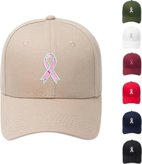 Breast Cancer Awareness Hat for Women, Embroidered Pink Ribbon Vintage Cotton Adjustable Baseball Cap for Women Girls