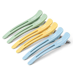 6 Pack Professional Hair Clips for Styling Sectioning, Non Slip Duck Billed with Silicone Band, Hair Roller Clips No Crease - Length 4.3'' for Salon and Home Haircuts(Black)