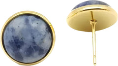 Opal earrings VanThai Le - 12MM Stone Round Color Stud Earrings Jewelry Tiger Eye Blue Pink Green Women Men 2