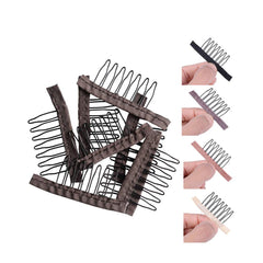 24 Pieces Steel Cloth Wig Combs and Clips Set - 7-Teeth Hair Accessories Tools for Making Wigs and Hairpieces (Black)