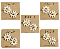 Each Jewels Flower Hair Clips 2 Pack, Shiny Pearl petals Daisy Hair Clips