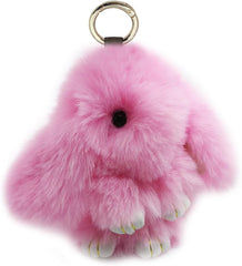 Cute Plush Bunny Keychain Soft Fluffy Rabbit Key Ring Pompom Key for Women Decoration