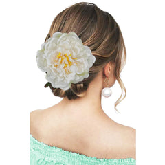 Peony Flower Hair Clip Hanfu Hairpin Bridesmaid Pin up Flower Brooch Party Wedding Decor (one size, red)