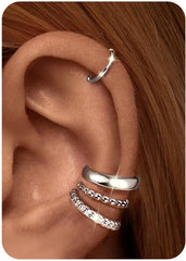 ππππ’π«π¬ 14K Gold Plated Ear Cuff Earrings for Women ππ¨π§ ππ’ππ«ππ’π§π - Hypoallergenic Ear Cuffs 14K Silver/Gold Plated Non Tarnish Clip on Cartilage Earrings Fake Earring Set Trendy Jewelry
