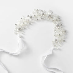 Flower Girl Princess Headpiece, Pearl Bridal Hair Accessory for Kids, Women Wedding Hair Band (Gold)