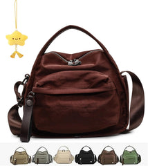 Veluna Shoulder Bag,Veluna Crossbody Shoulder Bag for Women,Solid Zipper Handbag, Large Capacity Nylon Handle Purse