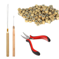Orgrimmar Hair Extension Remove Pliers Pulling Hook 500 PCS Micro Silicone Rings Bead Device Tool Kits for Professional Hair Styling Tools Accessory (Black)