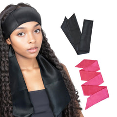 2 Pcs Satin Head Wrap Wig Grip Band Fashion Headbands for Laying Lace Frontal Wigs Satin Scarf for Yoga, Makeup, Facial, Sport (Black)