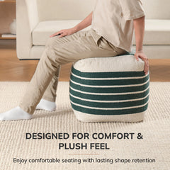 Jani 20-inch Ottoman Pouf - Handcrafted Handmade Ottoman for Seating, Footrest, Home Decor for Living Room, Bedroom