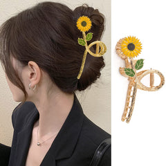 Elegant Cat Eye Flower Hair Accessories - 1Pc Strong Hold Large Jaw Clip for Thick or Thin Ponytails, Non-Slip Unique Design for Women