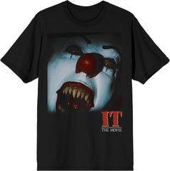 It Classic 1990 Pennywise Close-Up Adult Black Crew Neck Short Sleeve T-Shirt