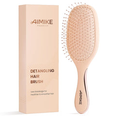 AIMIKE Rose Luxe Detangler Brush, Pain-Free Detangling Brush with Ultra-Soft FlexGlide Bristles, Effortlessly Remove Knots & Reduce Hair Breakage, Wet Dry Paddle Brush for Women Thin Fine Hair