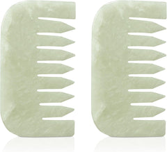 Geiserailie 2 Pieces Jade Combs Massage Stone Hair Gua Sha Scraping Scalp Comb Facial Massage Tool Multifunctional Handheld Head Tools Head Caring Therapy Mother's Day Gift(Elegant Style)