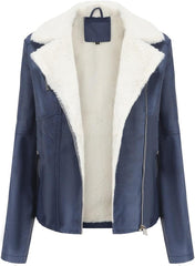 Leather Jackets For Women Faux Lapel Jacket Thick Zip Up Winter Cropped Jackets Fashion Casual Jackets