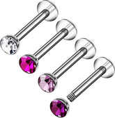 4PCS Steel Lip Studs 16g 1.2mm 3mm Crystal Ball Labret Snakebites Tragus Helix Earrings Piercing Jewelry Pick Size and Color