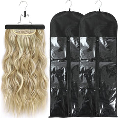 Hair Extension Holder, Extra Long Wig Storage Bag with Hanger for Multiple Wigs Hairpieces, Portable Wig Bags Storage Style Hair Travel Hair Extensions Bag (31.5 Inch, 1Pcs Black)