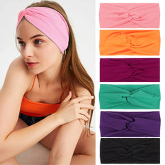 Kachanaa 8 Pack Wide Non-Slip Boho Women's Headband - Elastic Large African Turban Headwrap Ideal for Yoga,Workouts,Running - Non-Slip Design for Women