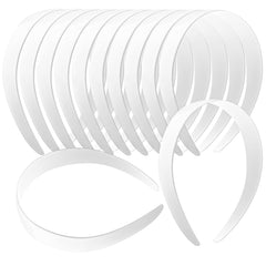 12 PCS White Plastic Headbands, 1 Inch Wide No Teeth Hair Bands for Girls & Women, Blank DIY Plain Headbands for Crafts