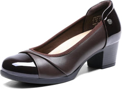 DREAM PAIRS Women's Pumps Low Chunky Block Closed Toe Shoes Work Comfortable Heels Round Toe Dress