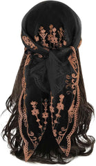 Women's Flower Embroidery Head Scarf Large 31.5 Inch Headband Sheer Hair Bandana for Women Girls
