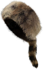 Raccoon Tail Parent-Child Plush Hat Faux Fur Animall Hat Winter Earflap Russian Cap Warm Beanie Cap for Adult Kid