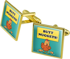 GRAPHICS & MORE Butt Nuggets Chicken Eggs Funny Humor Square Cufflink Set - Silver or Gold