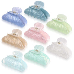 8 Pcs Large Acrylic Hair Claw Clips for Women Non-slip Strong Hold Hair Jaw Clamps for Thick Thin Hair Cute Stylish French Hair Accessories