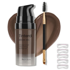 3D Eyebrow Gel Kit With Brush【Smudge-proof】【Waterproof】【Long Lasting】Eyebrow Gel With Eyebrow Stencils for Shaping,#02 Dark Brown