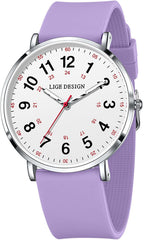 MASTOP White Watch for Nurses Medical Professionals Students Women & Men Waterproof Analog Wristwatch with 12/24 Hour Military Time Easy to Read Dial Luminous Hands Second Hand for Nursing