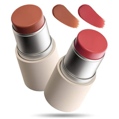 MAANGE Multi-Use Blush Stick, All-in-One Cream Blush for Cheeks, Eyes & Lips Long-Wearing, Blendable Makeup Blush Stick, Creamy & Buildable (O102+R301)