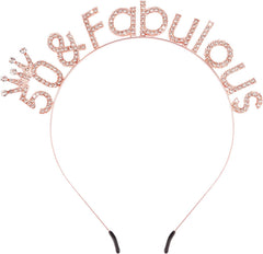 50th Birthday Decorations for Women 50 and Fabulous Birthday Headband Tiara Queen Crown Gifts
