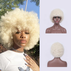 Short Curly Wigs for Black Women Synthetic Hair Heat Resistant Fluffy Natura Wigs for African American Women (Black)