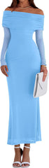 PRETTYGARDEN Fall Dresses for Women 2025 Elegant Off The Shoulder Long Sleeve Formal Wedding Guest Bodycon Maxi Dress