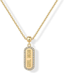 PAVOI 14K Gold Plated Dainty Dog Tag Charm Pendant Mom Necklace for Women - Gold Adjustable Sliding Chain Mama Necklace Jewelry for Mothers Day - Mommy to Be Gift Customizable Removable Charm Pendant