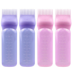 ELANE Hair Oiler Comb Bottle,4 Pack Root Comb Applicator Bottle for Hair Oil Scalp Hair Oiling Applicator(pink+purple+white+black)