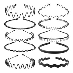 Metal Hair Band for Men With Teeth Headbands, Black Unisex Fashion Headbands, Spring Outdoor Sports Headbands, Simple Elastic Non-Slip Head Hairbands(8 Pcs)