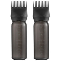 Root Comb Applicator Bottle, 6 Ounce, Oil Applicator for Hair Dye, Bottle Applicator Brush with Graduated Scale, Purple, 2 Pack